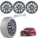 WolkomHome Car Accessories Wheel Cap, Hub Cap 14 Inch Wheel Cover Delta Full Black Set of 4 Wheel Cap for Aspire Free Style