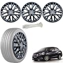 WolkomHome Car Accessories Wheel Cap, Hub Cap 14 Inch Wheel Cover Delta Full Black Set of 4 Wheel Cap for Amaze Type 2