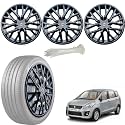 WolkomHome Car Accessories Wheel Cap, Hub Cap 15 Inch Wheel Cover Delta Full Black Set of 4 Wheel Cap for Ertiga Type 1