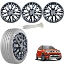 WolkomHome Car Accessories Wheel Cap, Hub Cap 15 Inch Wheel Cover Delta Full Black Set of 4 Wheel Cap for Ignis 2020
