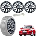 WolkomHome Car Accessories Wheel Cap, Hub Cap 14 Inch Wheel Cover Delta Full Black Set of 4 Wheel Cap for Swift Type 2