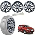 WolkomHome Car Accessories Wheel Cap, Hub Cap 13 Inch Wheel Cover Delta Full Black Set of 4 Wheel Cap for Celerio Lxi