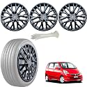 WolkomHome Car Accessories Wheel Cap, Hub Cap 13 Inch Wheel Cover Delta Full Black Set of 4 Wheel Cap for Zen Estilo Type 1