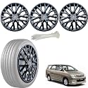 WolkomHome Car Accessories Wheel Cap, Hub Cap 15 Inch Wheel Cover Delta Full Black Set of 4 Wheel Cap for Innova 2005 2012