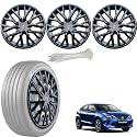 WolkomHome Car Accessories Wheel Cap, Hub Cap 15 Inch Wheel Cover Delta Full Black Set of 4 Wheel Cap for Baleno 2020