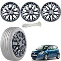 WolkomHome Car Accessories Wheel Cap, Hub Cap 14 Inch Wheel Cover Delta Full Black Set of 4 Wheel Cap for Ritz