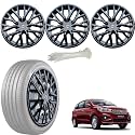 WolkomHome Car Accessories Wheel Cap, Hub Cap 15 Inch Wheel Cover Delta Full Black Set of 4 Wheel Cap for Ertiga 2020