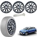 WolkomHome Car Accessories Wheel Cap, Hub Cap 14 Inch Wheel Cover Delta Full Black Set of 4 Wheel Cap for i20active