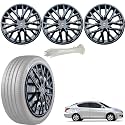 WolkomHome Car Accessories Wheel Cap, Hub Cap 14 Inch Wheel Cover Delta Full Black Set of 4 Wheel Cap for Sunny