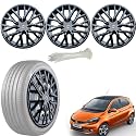 WolkomHome Car Accessories Wheel Cap, Hub Cap 14 Inch Wheel Cover Delta Full Black Set of 4 Wheel Cap for Tiago 2019