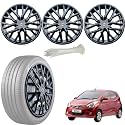 WolkomHome Car Accessories Wheel Cap, Hub Cap 12 Inch Wheel Cover Delta Full Black Set of 4 Pc for Eon Old