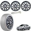 WolkomHome Car Accessories Wheel Cap, Hub Cap 15 Inch Wheel Cover Delta Full Black Set of 4 Wheel Cap for SX4