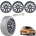 WolkomHome Car Accessories Wheel Cap, Hub Cap 14 Inch Wheel Cover Delta Full Black Set of 4 Wheel Cap for Tiago