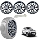 WolkomHome Car Accessories Wheel Cap, Hub Cap 14 Inch Wheel Cover Delta Full Black Set of 4 Wheel Cap for s presso