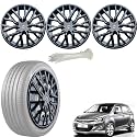 WolkomHome Car Accessories Wheel Cap, Hub Cap 14 Inch Wheel Cover Delta Full Black Set of 4 Wheel Cap for I20 Type 2