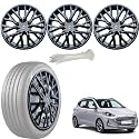 WolkomHome Car Accessories Wheel Cap, Hub Cap 14 Inch Wheel Cover Delta Full Black Set of 4 Wheel Cap for I10 Grand Nios
