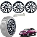 WolkomHome Car Accessories Wheel Cap, Hub Cap 15 Inch Wheel Cover Delta Full Black Set of 4 Wheel Cap for Manza