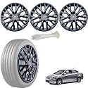 WolkomHome Car Accessories Wheel Cap, Hub Cap 14 Inch Wheel Cover Delta Full Black Set of 4 Wheel Cap for Verna
