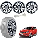 WolkomHome Car Accessories Wheel Cap, Hub Cap 14 Inch Wheel Cover Delta Full Black Set of 4 Wheel Cap for Bolt