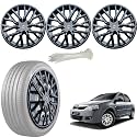 WolkomHome Car Accessories Wheel Cap, Hub Cap 14 Inch Wheel Cover Delta Full Black Set of 4 Wheel Cap for Verito
