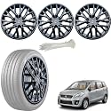 WolkomHome Car Accessories Wheel Cap, Hub Cap 15 Inch Wheel Cover Delta Full Black Set of 4 Wheel Cap for Ertiga