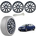WolkomHome Car Accessories Wheel Cap, Hub Cap 14 Inch Wheel Cover Delta Full Black Set of 4 Wheel Cap for Amaze Type 1