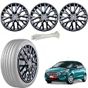 WolkomHome Car Accessories Wheel Cap, Hub Cap 14 Inch Wheel Cover Delta Full Black Set of 4 Wheel Cap for Aspire 2019