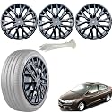 WolkomHome Car Accessories Wheel Cap, Hub Cap 15 Inch Wheel Cover Delta Full Black Set of 4 Wheel Cap for City Idtec