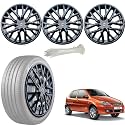 WolkomHome Car Accessories Wheel Cap, Hub Cap 13 Inch Wheel Cover Delta Full Black Set of 4 Wheel Cap for Indica