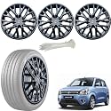 WolkomHome Car Accessories Wheel Cap, Hub Cap 14 Inch Wheel Cover Delta Full Black Set of 4 Wheel Cap for Wagon R 2019