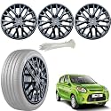 WolkomHome Car Accessories Wheel Cap, Hub Cap 12 Inch Wheel Cover Delta Full Black Set of 4 Wheel Cap for Alto 800 2016