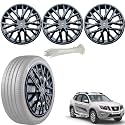 WolkomHome Car Accessories Wheel Cap, Hub Cap 15 Inch Wheel Cover Delta Full Black Set of 4 Wheel Cap for Terrano