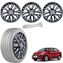 WolkomHome Car Accessories Wheel Cap, Hub Cap 14 Inch Wheel Cover Delta Full Black Set of 4 Wheel Cap for Xcent New