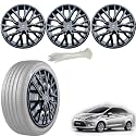 WolkomHome Car Accessories Wheel Cap, Hub Cap 14 Inch Wheel Cover Delta Full Black Set of 4 Wheel Cap for Fiesta Old