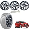 WolkomHome Car Accessories Wheel Cap, Hub Cap 14 Inch Wheel Cover Delta Full Black Set of 4 Wheel Cap for Micra 2015