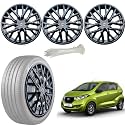 WolkomHome Car Accessories Wheel Cap, Hub Cap 13 Inch Wheel Cover Delta Full Black Set of 4 Wheel Cap for Datsun Redi Go