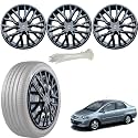 WolkomHome Car Accessories Wheel Cap, Hub Cap 14 Inch Wheel Cover Delta Full Black Set of 4 Wheel Cap for City Zx