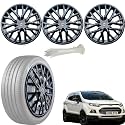 WolkomHome Car Accessories Wheel Cap, Hub Cap 15 Inch Wheel Cover Delta Full Black Set of 4 Wheel Cap for Ecosport Old