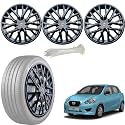 WolkomHome Car Accessories Wheel Cap, Hub Cap 13 Inch Wheel Cover Delta Full Black Set of 4 Wheel Cap for Datsun Go