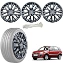 WolkomHome Car Accessories Wheel Cap, Hub Cap 15 Inch Wheel Cover Delta Full Black Set of 4 Wheel Cap for Fusion