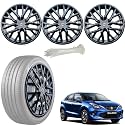 WolkomHome Car Accessories Wheel Cap, Hub Cap 15 Inch Wheel Cover Delta Full Black Set of 4 Wheel Cap for Baleno