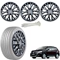 WolkomHome Car Accessories Wheel Cap, Hub Cap 15 Inch Wheel Cover Delta Full Black Set of 4 Wheel Cap for S Cross