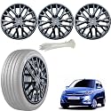 WolkomHome Car Accessories Wheel Cap, Hub Cap 13 Inch Wheel Cover Delta Full Black Set of 4 Wheel Cap for I10 Type 2 New