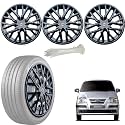 WolkomHome Car Accessories Wheel Cap, Hub Cap 13 Inch Wheel Cover Delta Full Black Set of 4 Wheel Cap for Santro