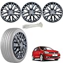 WolkomHome Car Accessories Wheel Cap, Hub Cap 15 Inch Wheel Cover Delta Full Black Set of 4 Wheel Cap for Polo Vivo GT