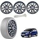 WolkomHome Car Accessories Wheel Cap, Hub Cap 14 Inch Wheel Cover Delta Full Black Set of 4 Wheel Cap for Indica Vista