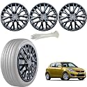 WolkomHome Car Accessories Wheel Cap, Hub Cap 14 Inch Wheel Cover Delta Full Black Set of 4 Wheel Cap for Swift