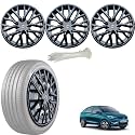 WolkomHome Car Accessories Wheel Cap, Hub Cap 14 Inch Wheel Cover Delta Full Black Set of 4 Wheel Cap for Tigor EV 2022