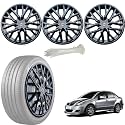 WolkomHome Car Accessories Wheel Cap, Hub Cap 15 Inch Wheel Cover Delta Full Black Set of 4 Wheel Cap for Sx4 New