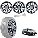 WolkomHome Car Accessories Wheel Cap, Hub Cap 15 Inch Wheel Cover Delta Full Black Set of 4 Wheel Cap for New City 2020